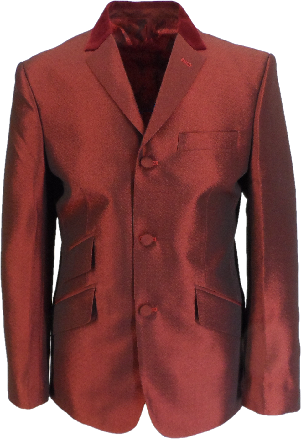 Men's Tonic Burgundy & Black Two Tone Suits 44 Jacket / Red