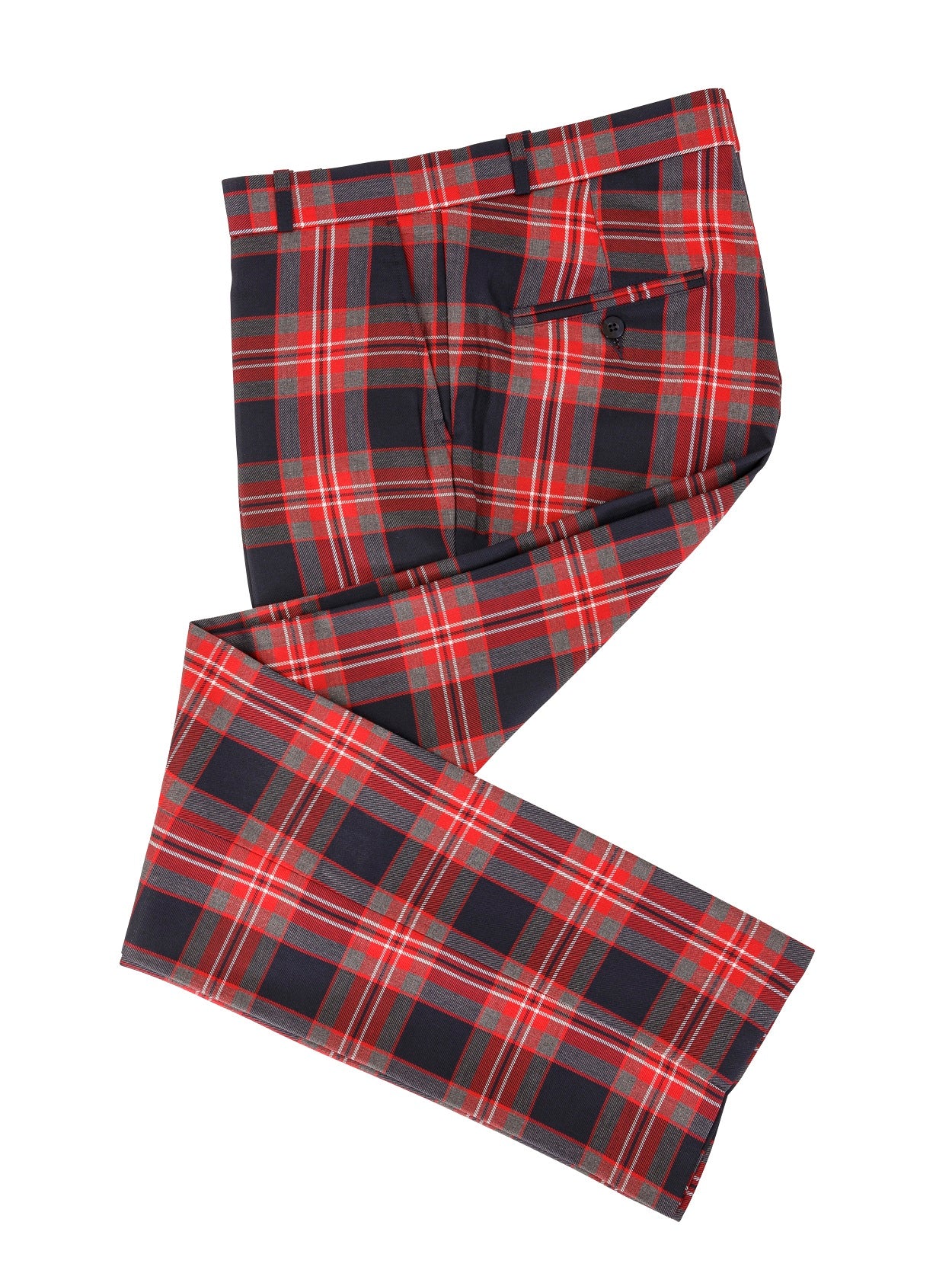 Relco Mens Grey and Red Tartan Vintage Sta Press Trousers