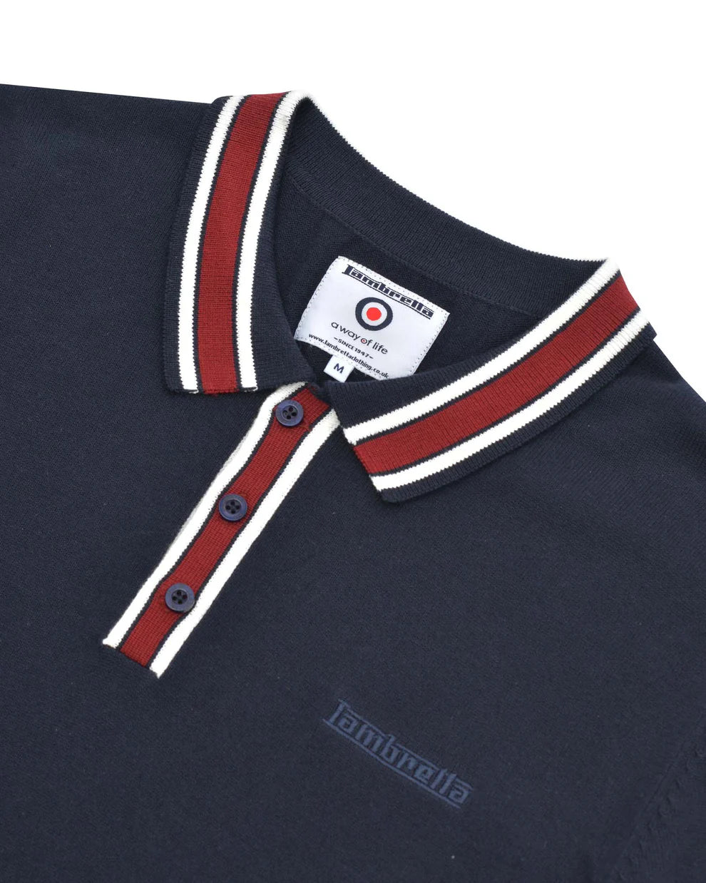 Lambretta Mens Navy Blue Valero Knitted Polo Shirt