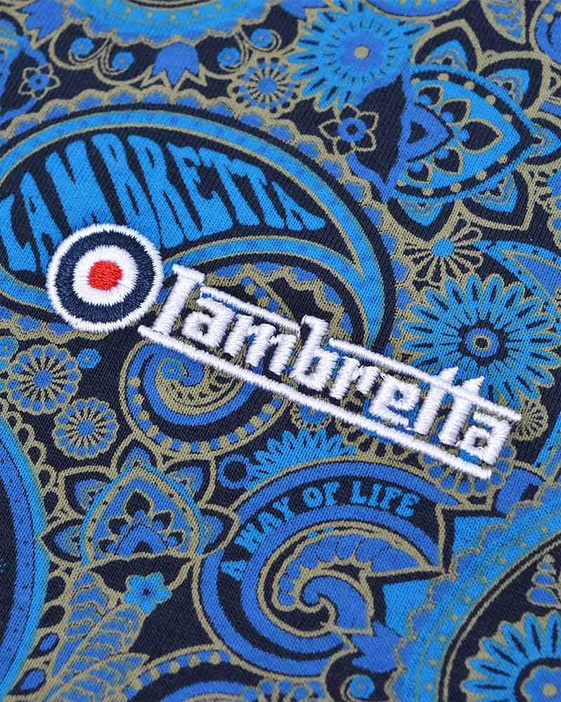 Lambretta Navy Blue Paisley Print Polo Shirts