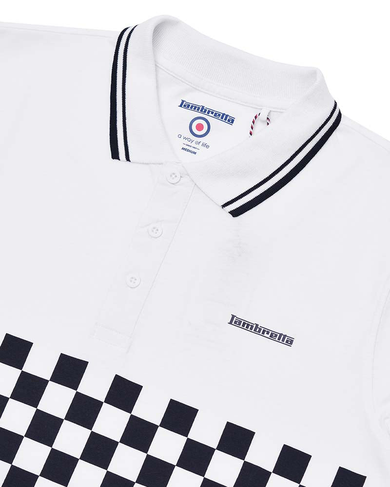Lambretta White & Black Retro Two Tone Tipped Polo Shirts