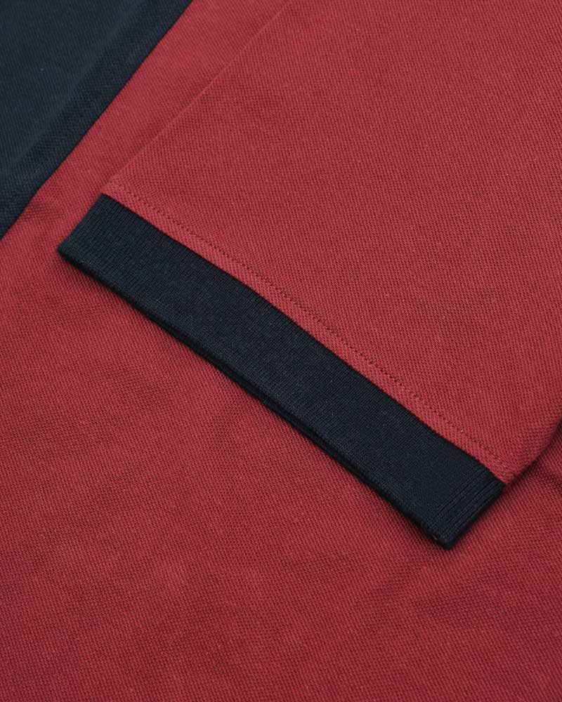 Lambretta Burgundy Navy Blue Vintage Panel Polo Shirts