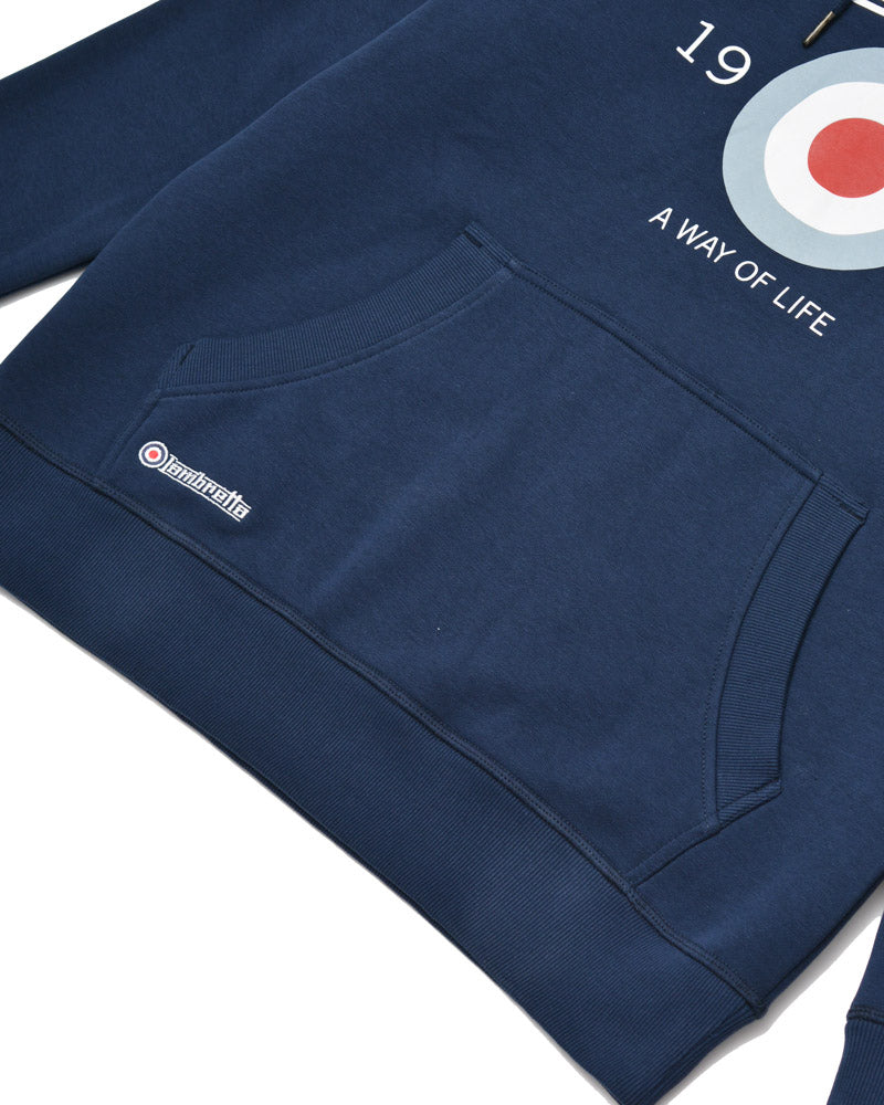 Lambretta Mens Navy Blue Target Logo Hooded Top