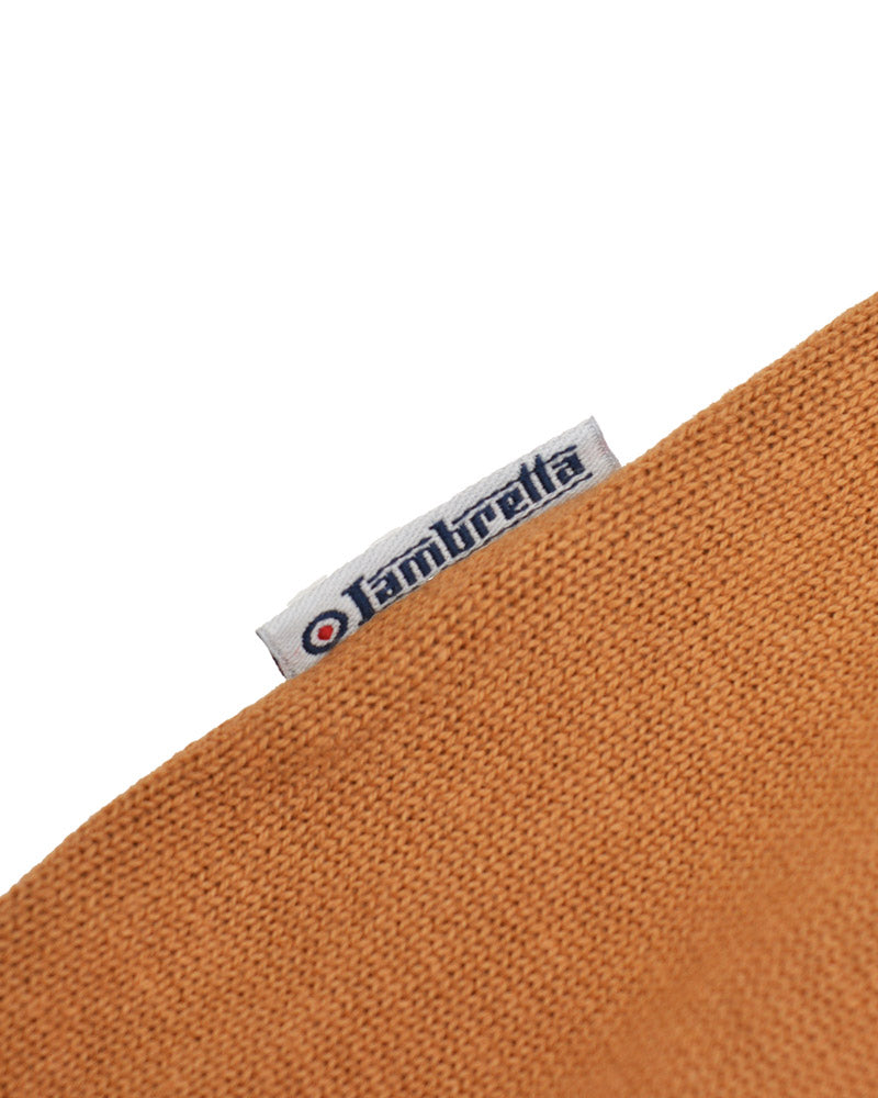 Lambretta Mens Tobacco Brown /Navy Striped Knitted Polo Shirt