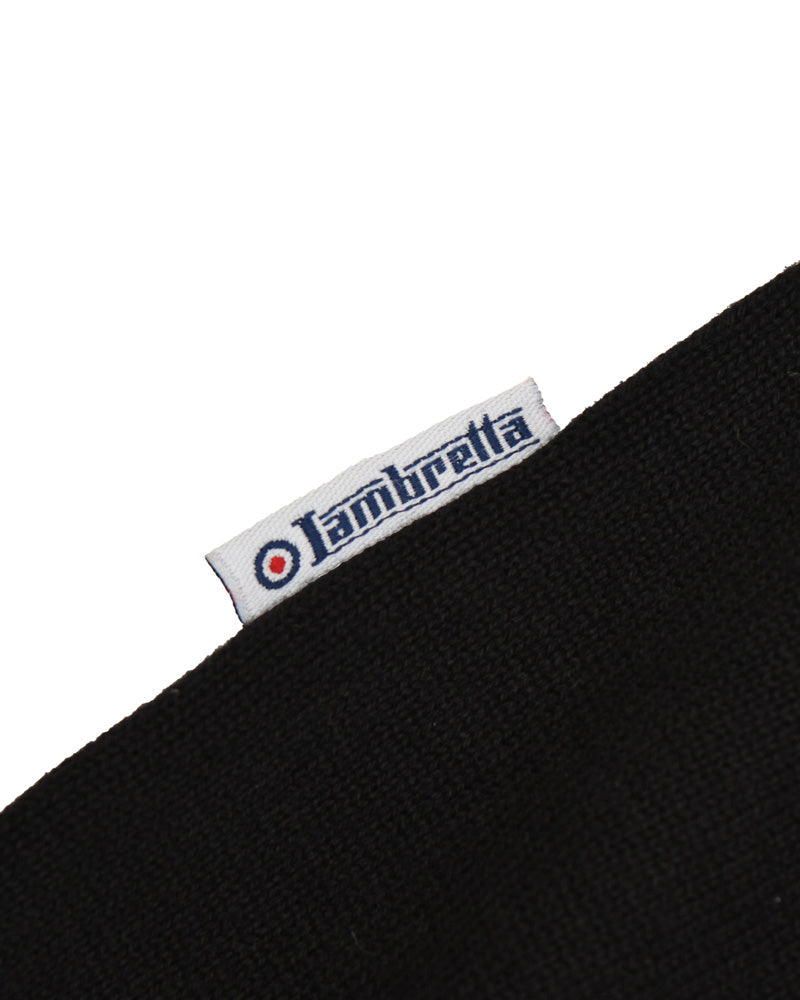Lambretta Mens Black Gold Tipped Collar Knitted Polo Shirt