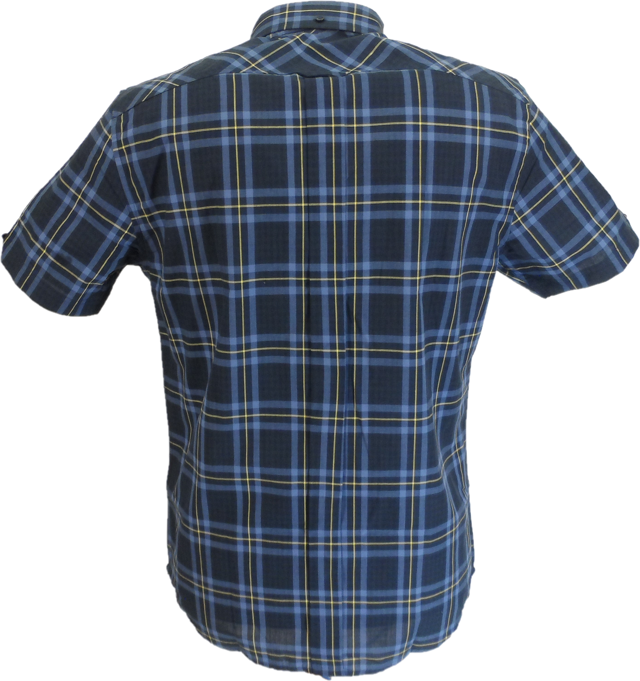 Ben Sherman Mens Dark Navy Big Check Short Sleeved Shirt