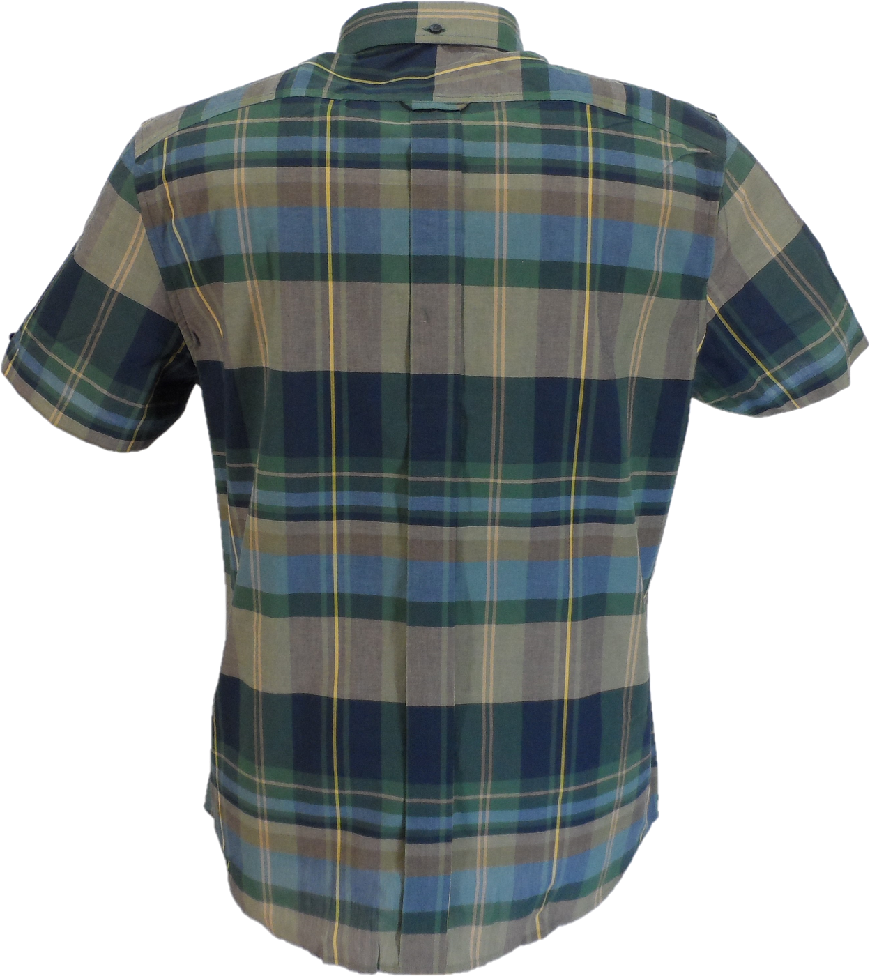 Ben Sherman Mens Fraser Green Big Check Short Sleeved Shirt