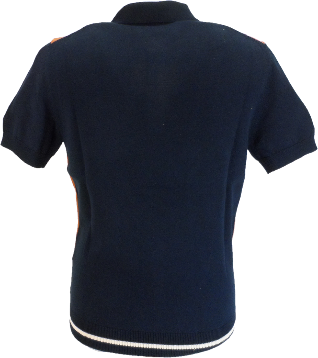 Ben Sherman Navy Blue Knitted Striped Mod Polo Shirt