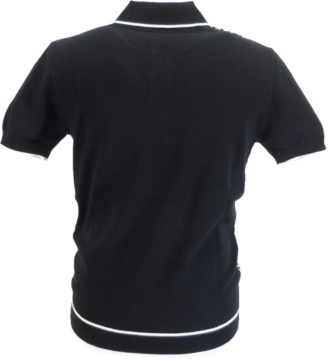 Trojan Mens Black Squares Cotton Fine Gauge Knitted Polo Shirt