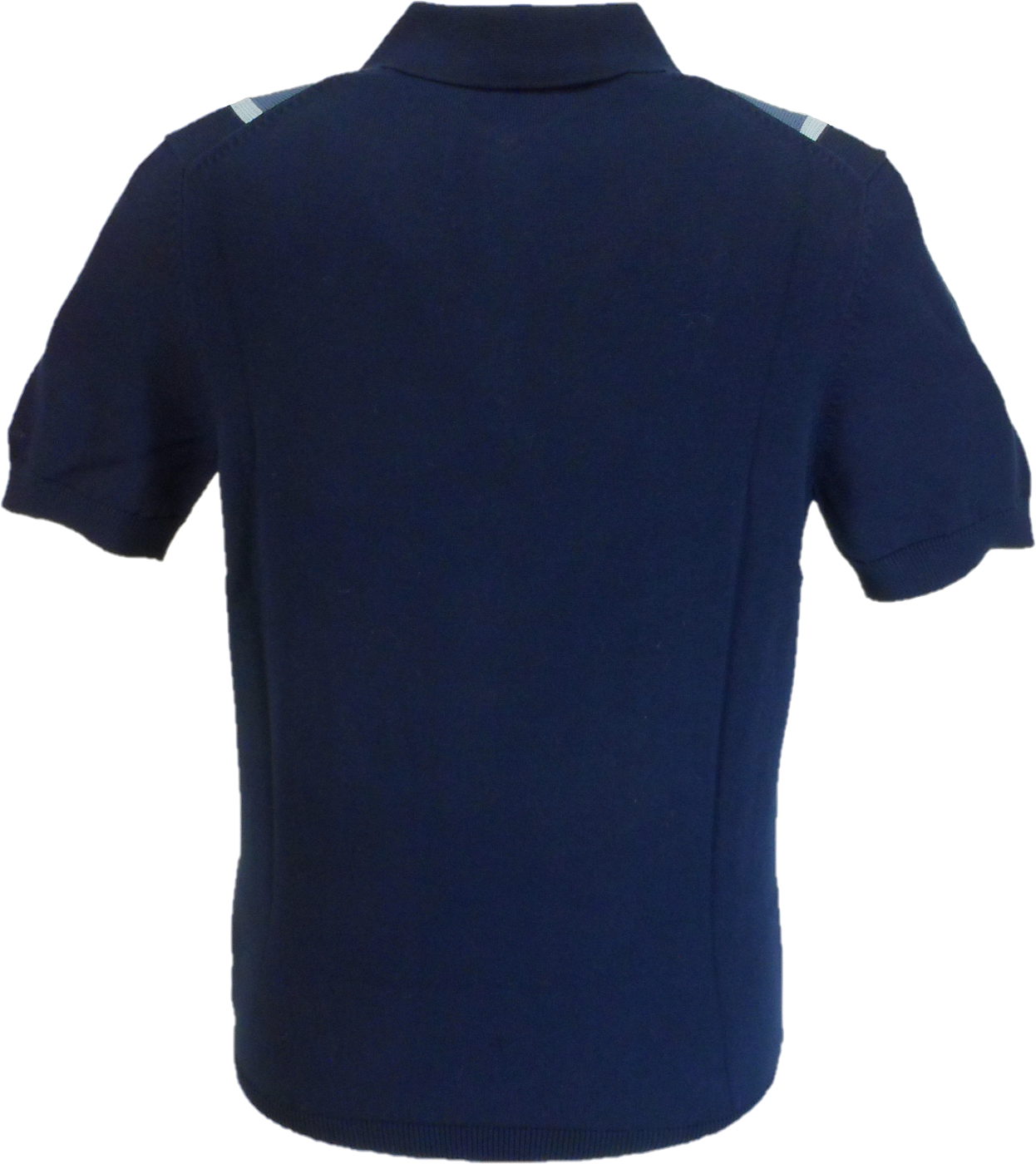 Ben Sherman Navy Blue Knitted Striped Mod Polo Shirt