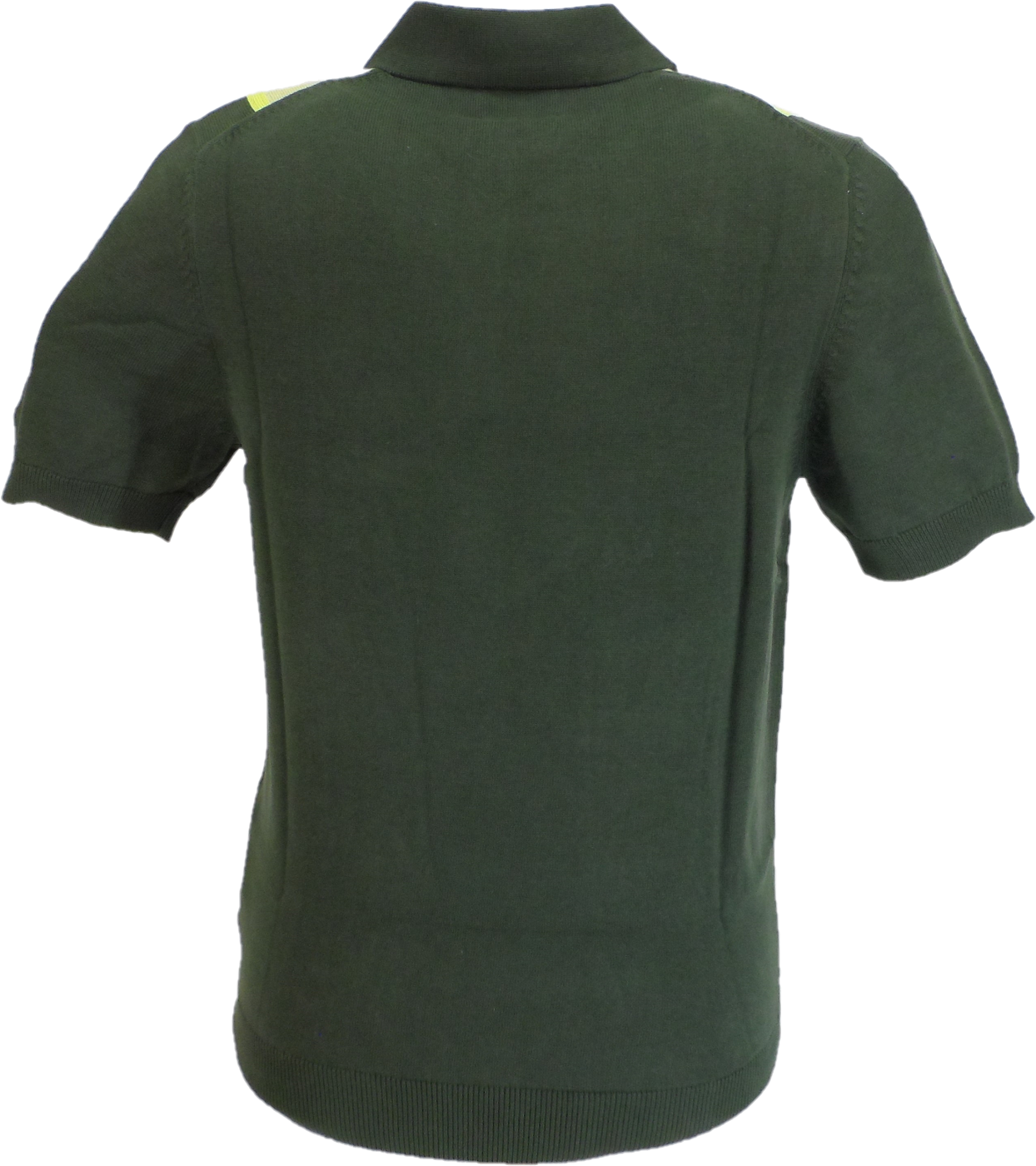 Ben Sherman Camo Green Knitted Striped Mod Polo Shirt
