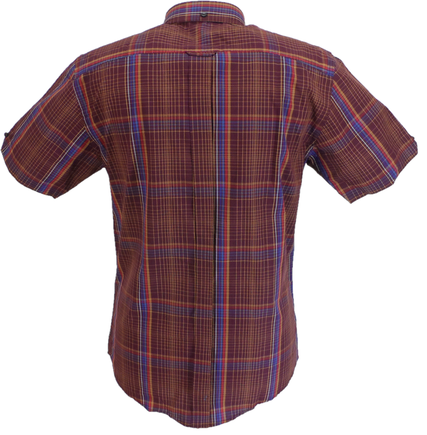 Ben Sherman Mens Dark Wine Checked Short Sleeved Shirt