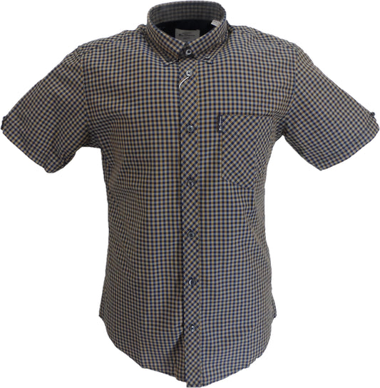 Ben Sherman Mens Bronze Gingham Checked Short Sleeved Shirt