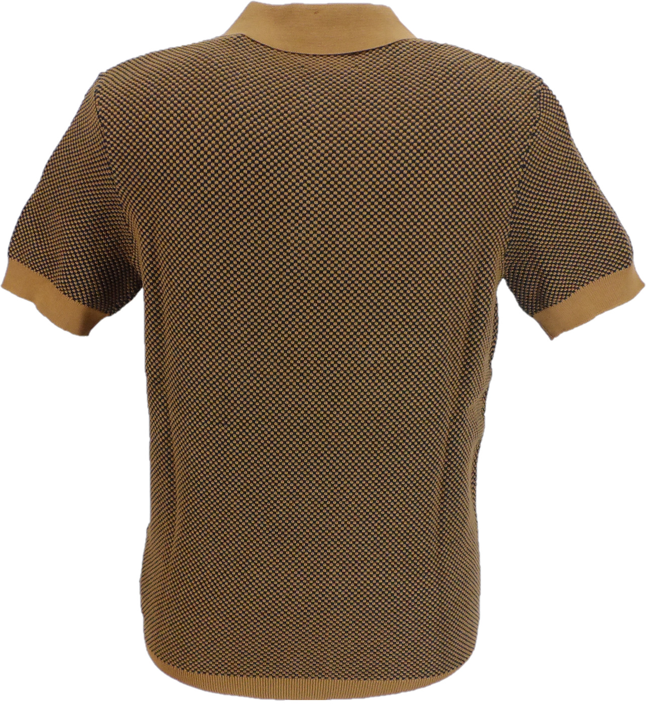 Ben Sherman Mens Camel Brown Knitted Textured Polo Shirt