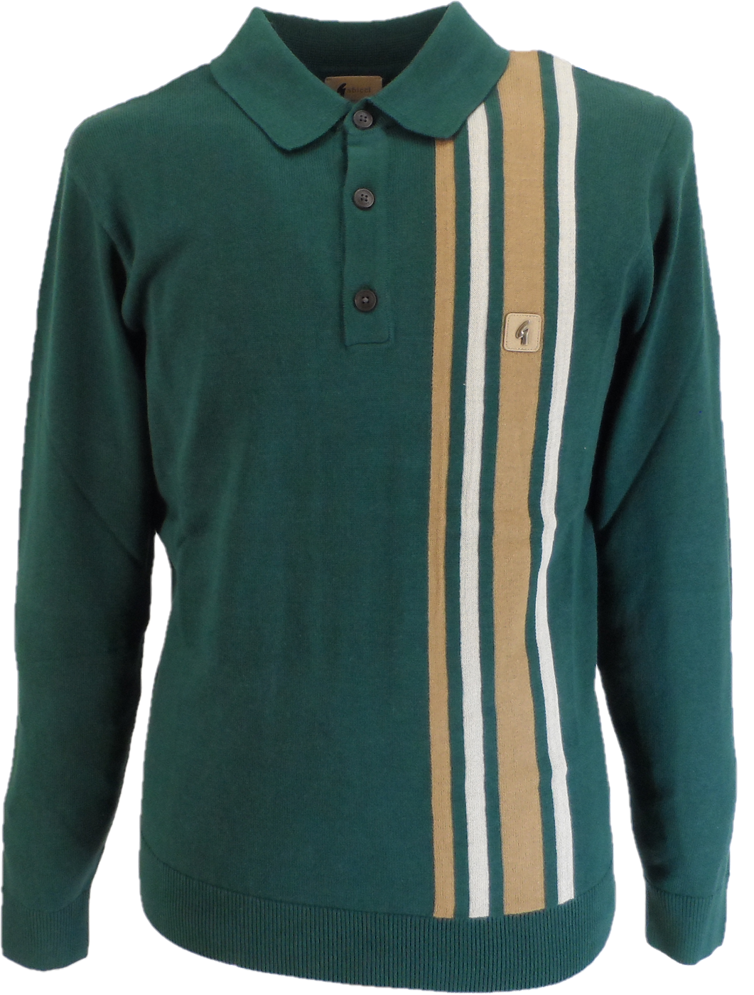 Gabicci Vintage Ivy Green Soda Stripe Knitted Polo