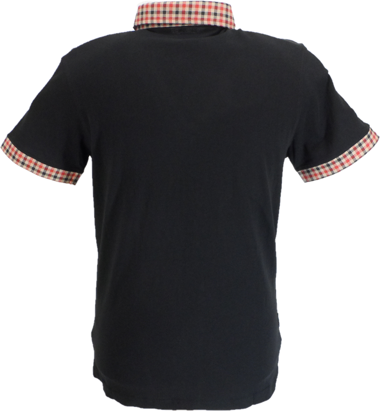 Lambretta Mens Black Gingham Collar Polo Shirts