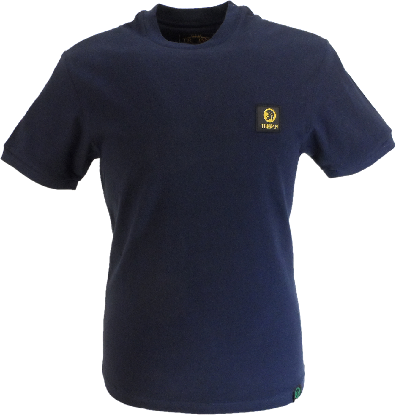 Trojan Mens Navy Blue Plain Badged tee 100% Cotton T-Shirt
