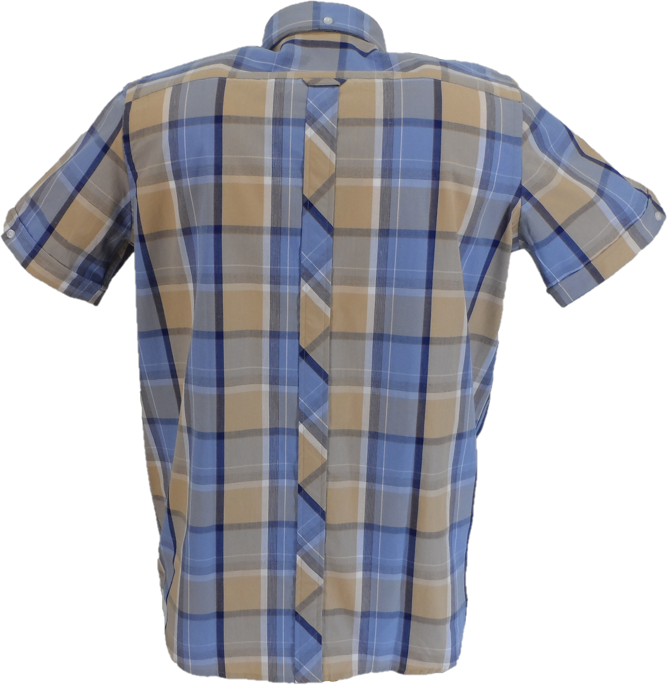 Trojan Mens Powder Blue Check Short Sleeved Shirts and Pocket Square