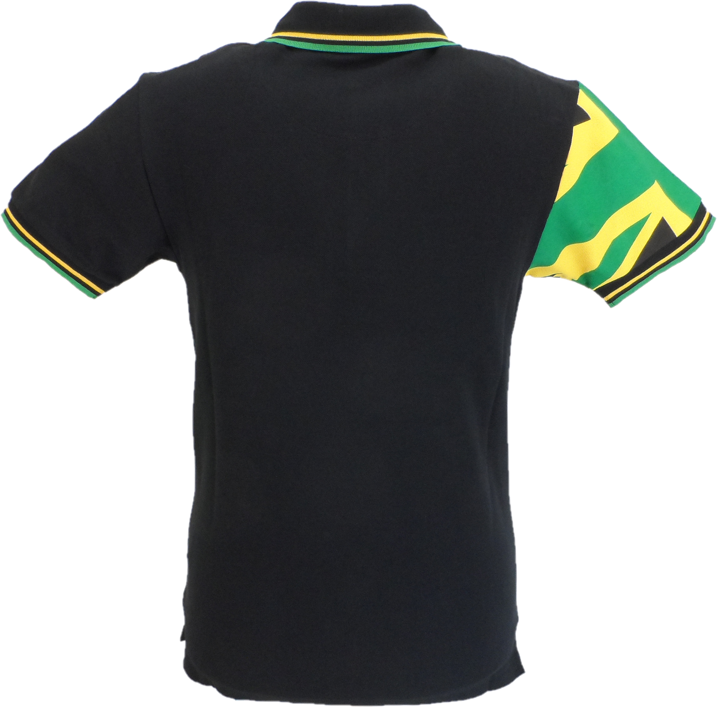 Trojan Mens Black Rasta Flag Twin Tipped Polo Shirt