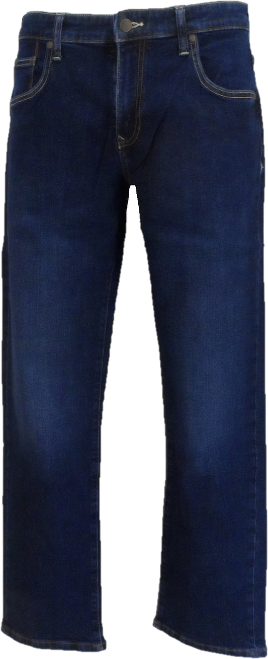 Trojan Mens Mid Wash Stretch Straight Leg Jeans