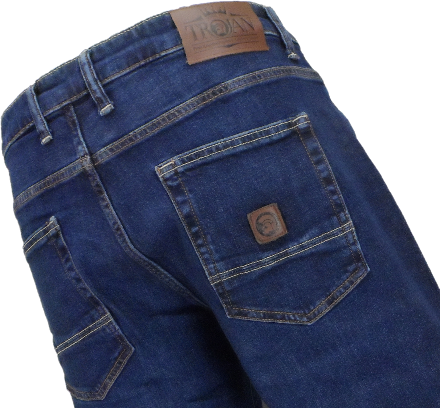Trojan Mens Mid Wash Stretch Straight Leg Jeans