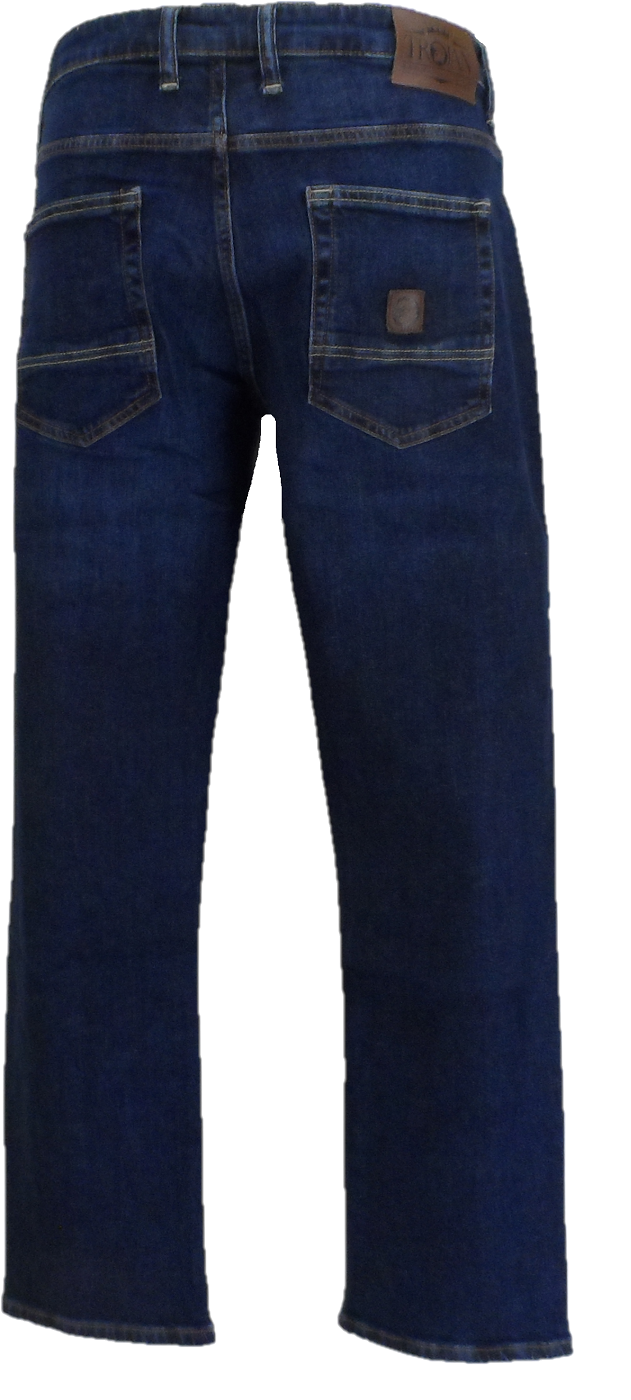 Trojan Mens Mid Wash Stretch Straight Leg Jeans