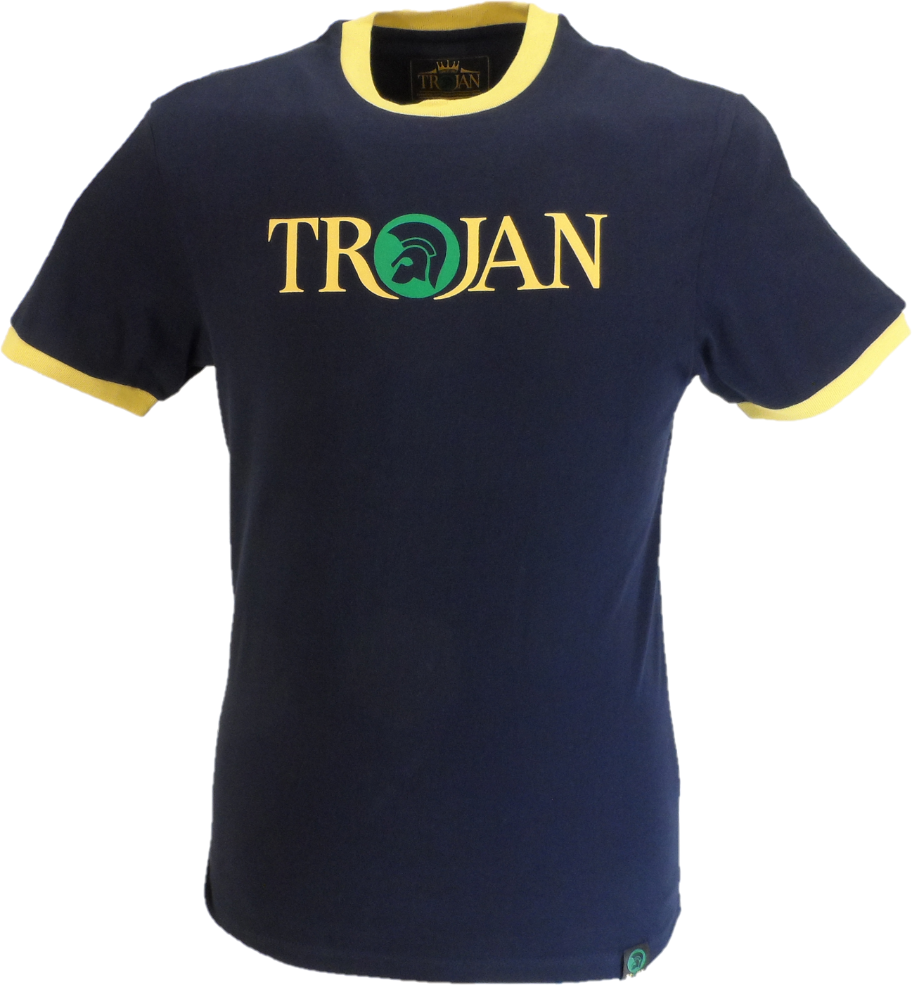 Trojan Mens Navy Blue Rasta Logo 100% Cotton Peach T-Shirt
