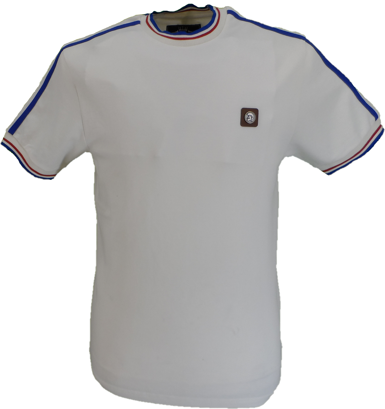 Trojan Mens Ecru Tipped Pique T Shirt