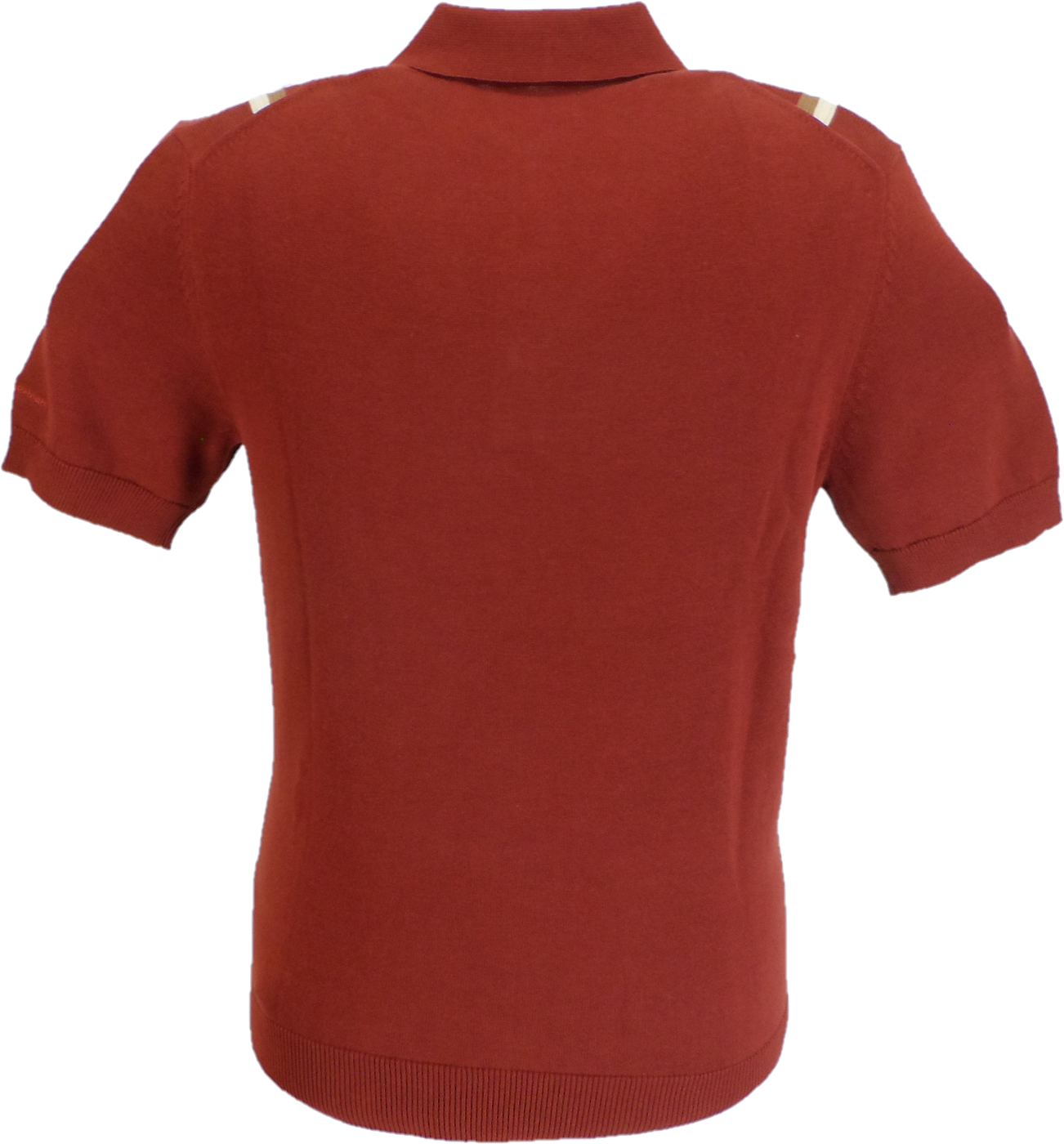 Ben Sherman Sienna Red Knitted Striped Mod Polo Shirt