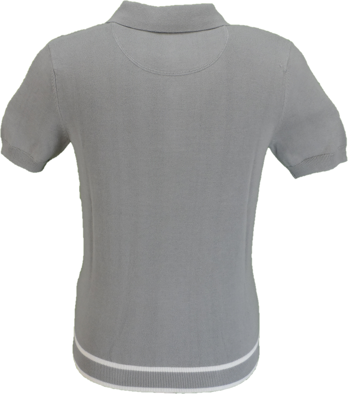 Trojan Mens Grey Self-Check Fine Gauge Polo Shirt