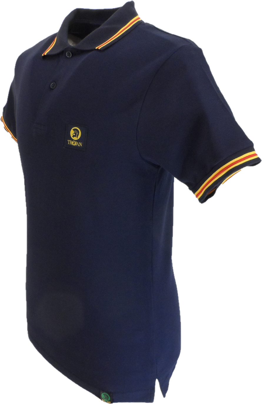 Trojan Mens Navy Blue Old School Pique Tipped Polo Shirt