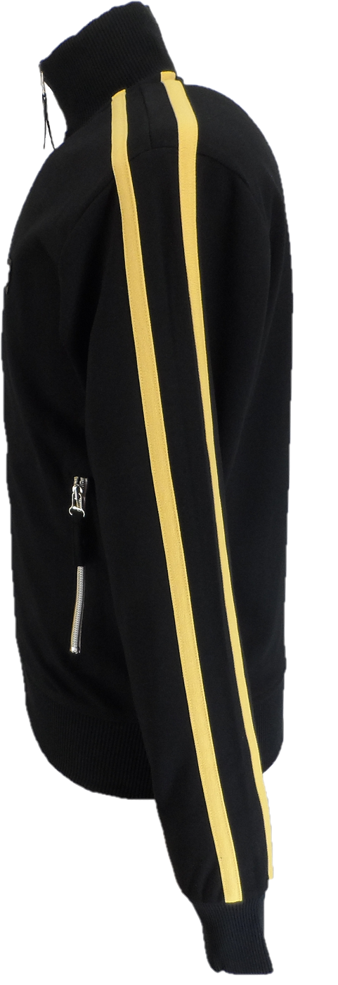 Trojan Mens Black Twin Stripe Contrast Zip Track Tops