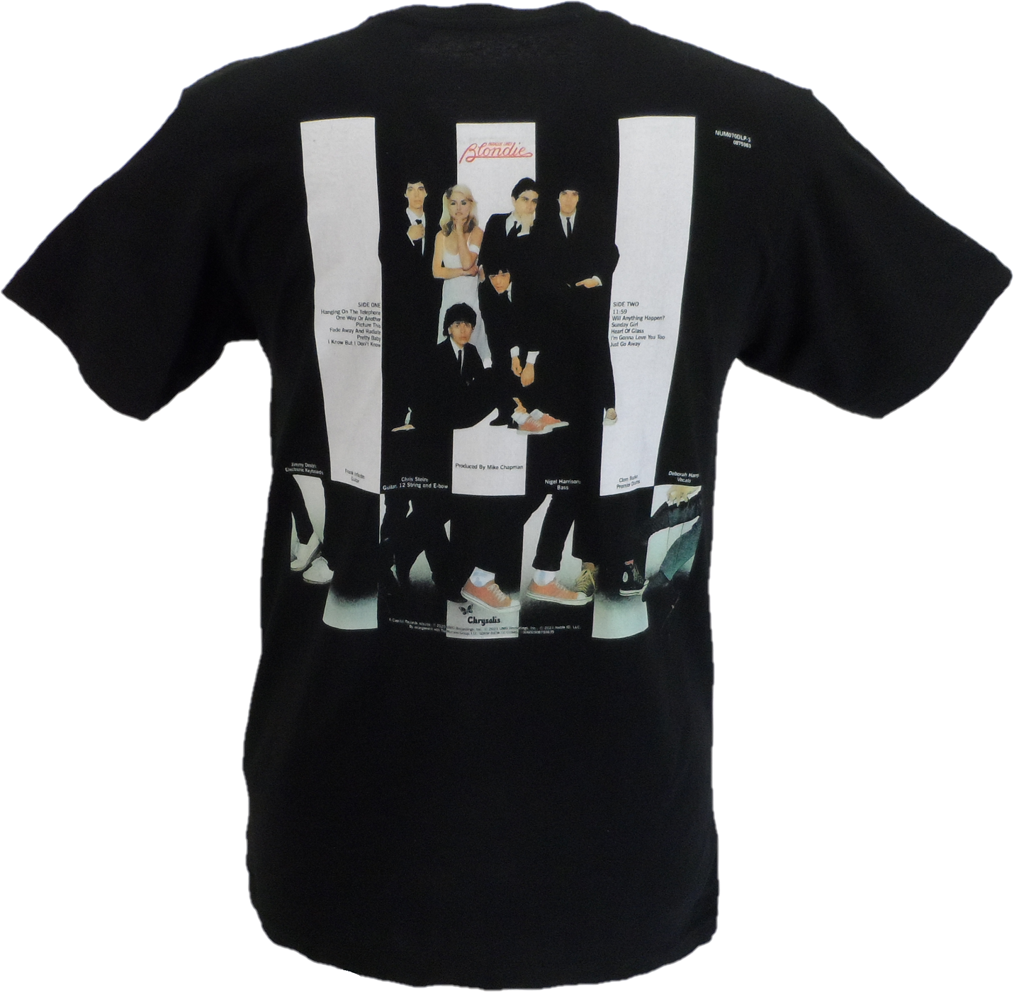 Mens Black Official Blondie Parallel Lines with Back Print T Shirt