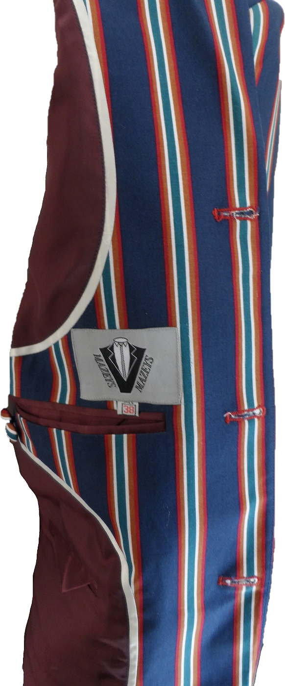 Mens Classic Retro Navy Blue Striped Boating Blazer Jacket