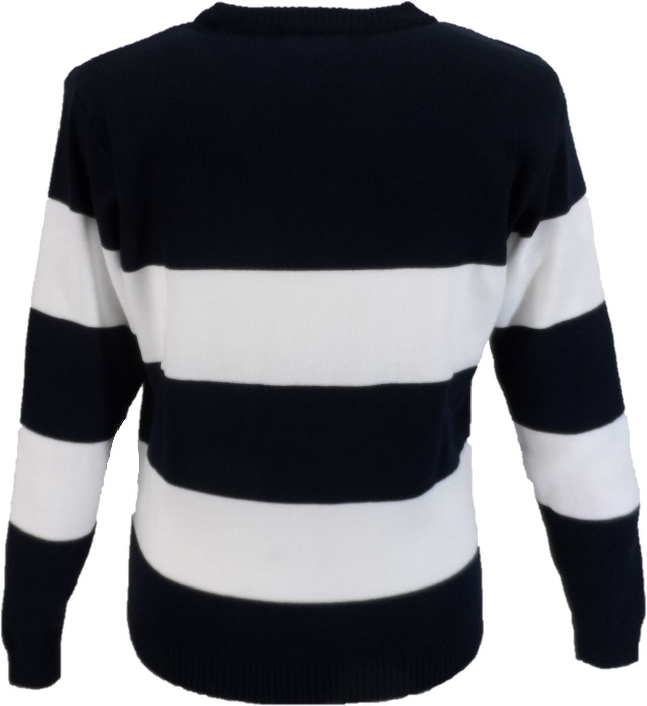 Mazeys Mens Navy/White Foxton Stripe Crew Neck Jumper
