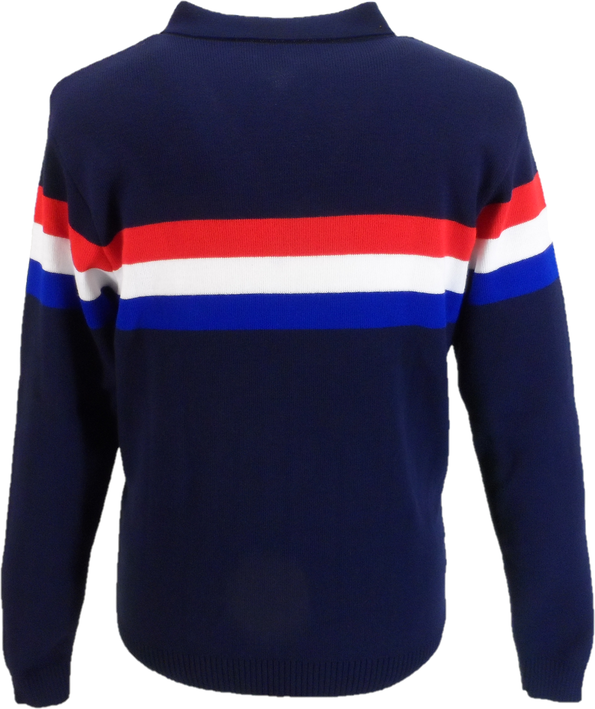 Mazeys Mens Navy 'Gallagher' Zip Through Fine Gauge Polo