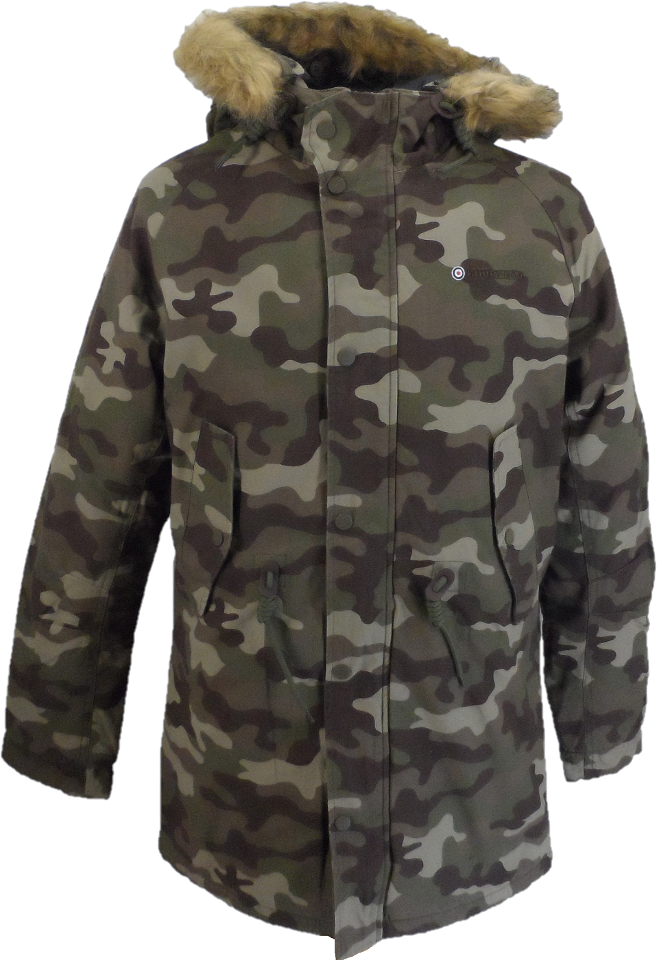Lambretta Mens Green Camo Retro Fishtail Parka - Main Image