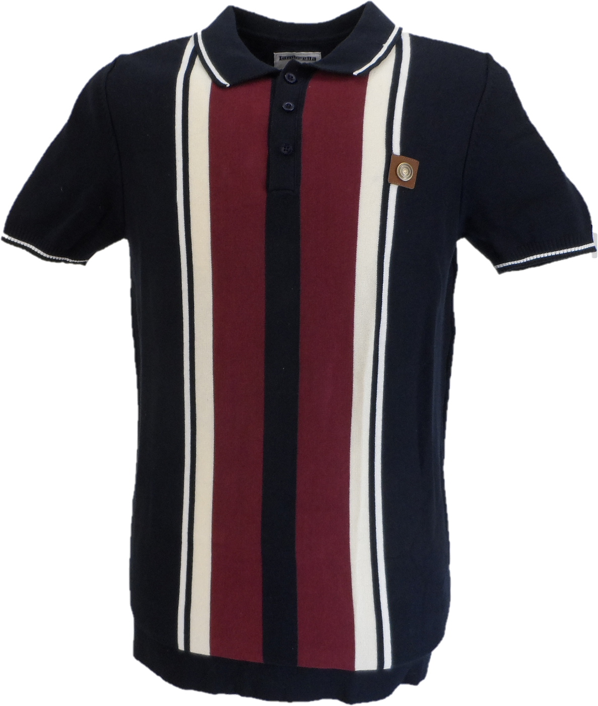 Lambretta Mens Navy Blue Greco Knitted Polo Shirt