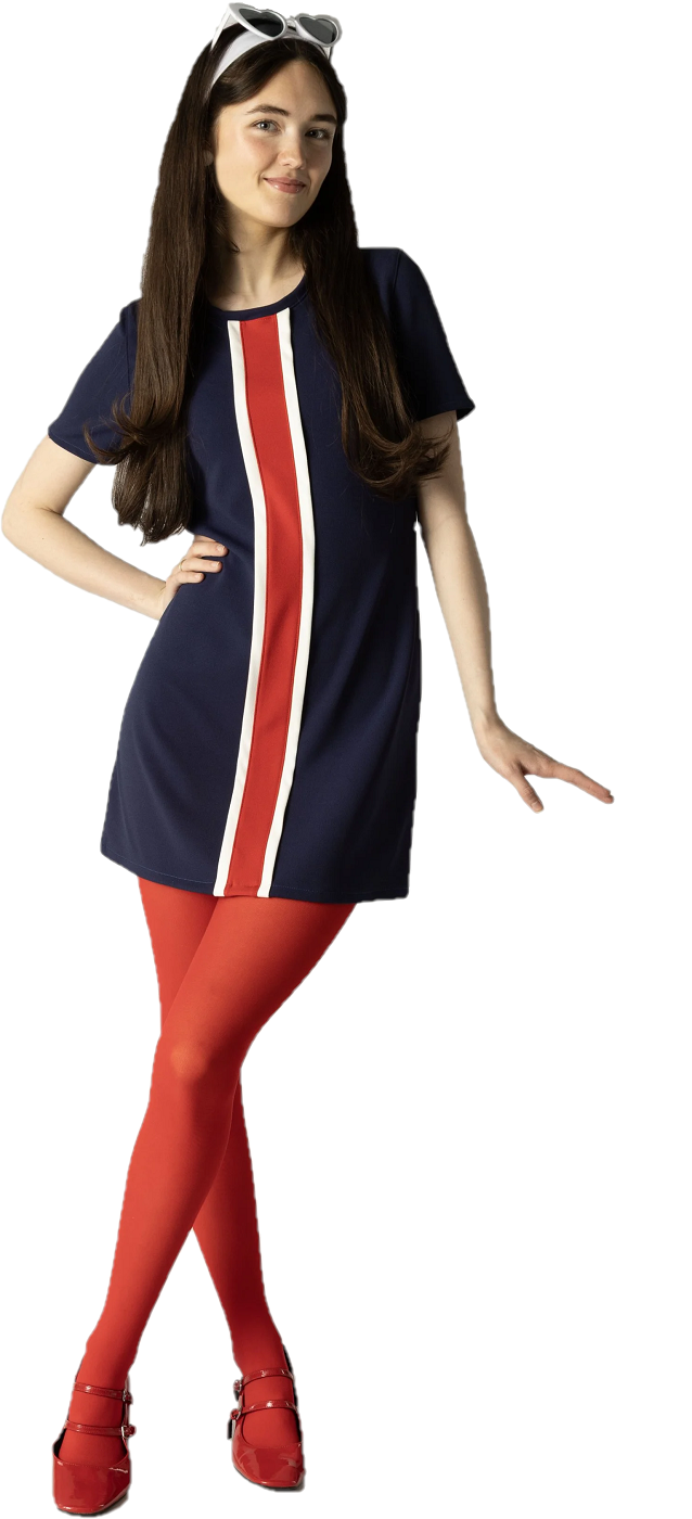 LHM Ladies 60s Retro Mod Vintage Navy/White/Red Chrissy Mini Dress