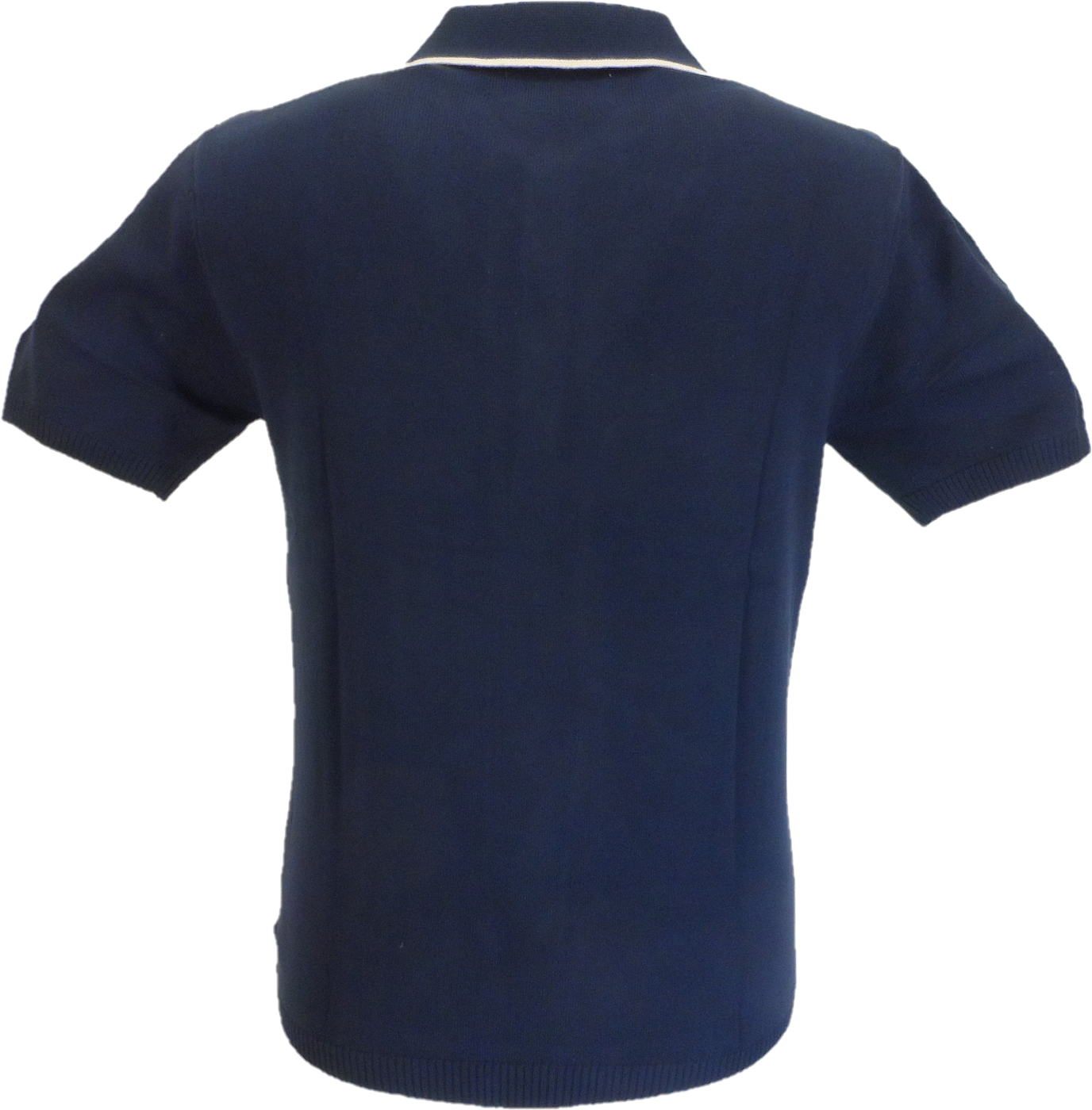 Madcap England Mens Navy Textured Knitted Polo Cardigan