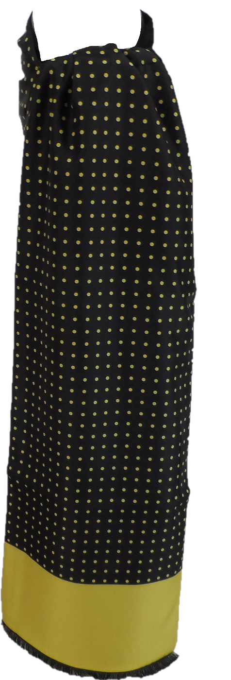 Mazeys Mens Classic Retro Mod Mod Tassled Scarf Black/Gold Polka Dot