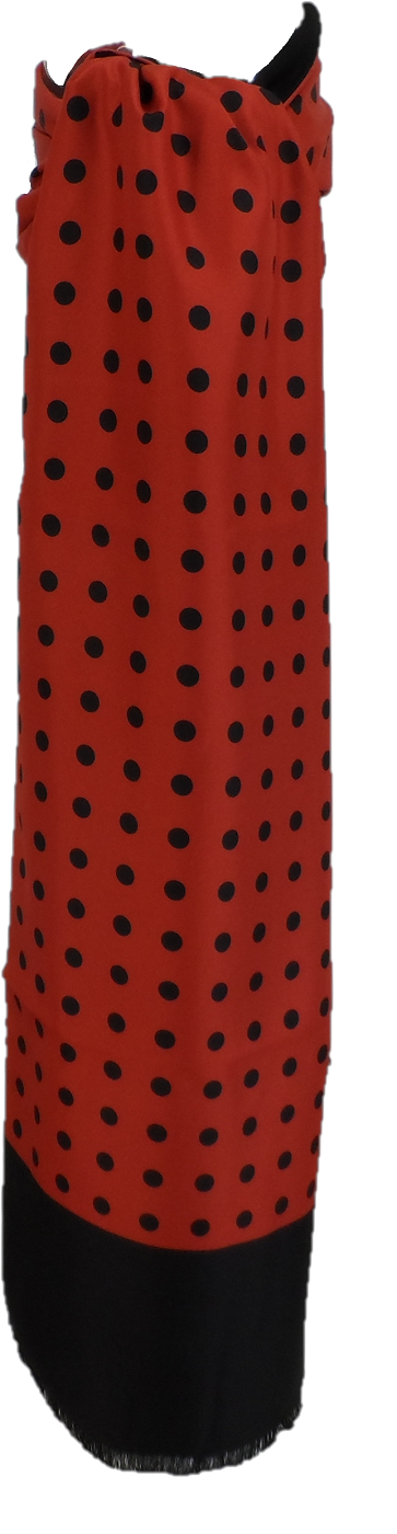 Mazeys Mens Classic Retro Mod Mod Tassled Scarf Black/Red Polka Dot