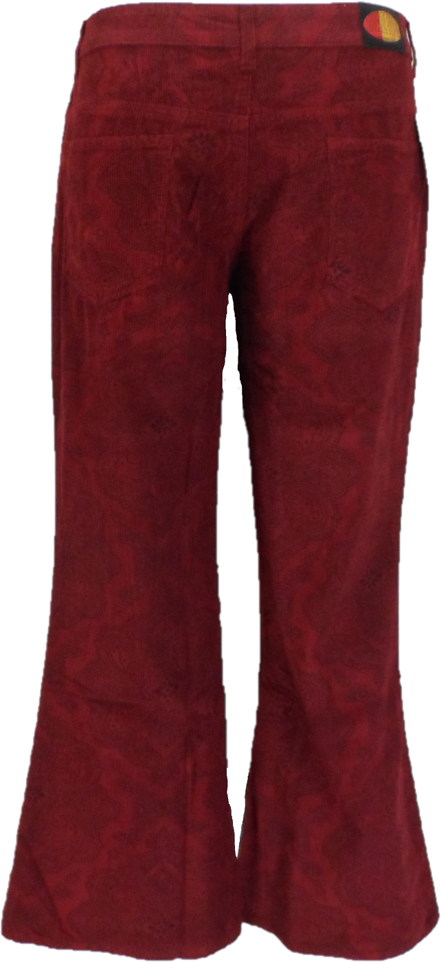 Mens Port Vintage Jimi Hendrix Paisley Retro Bellbottom Flares