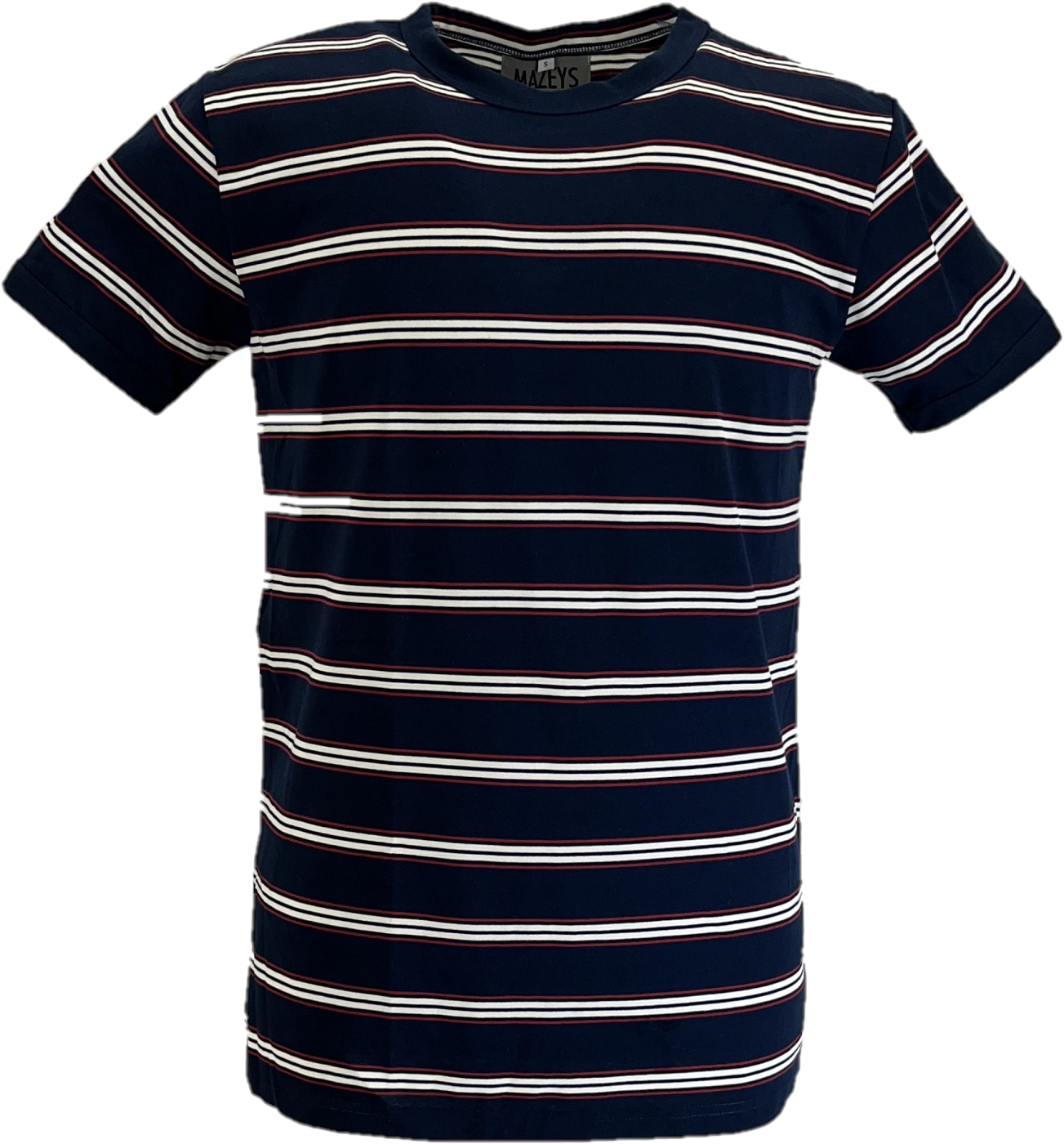 Mens Navy Blue 60s 70s Retro Mod Striped T Shirt