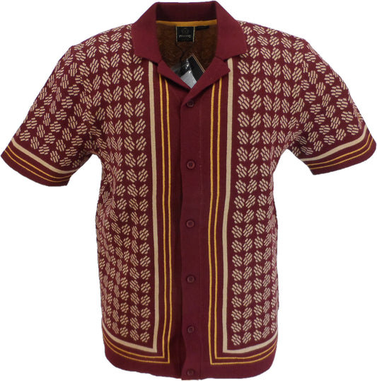 Merc Mens Wine Red Dennis Knitted Vintage Mod Polo Shirts