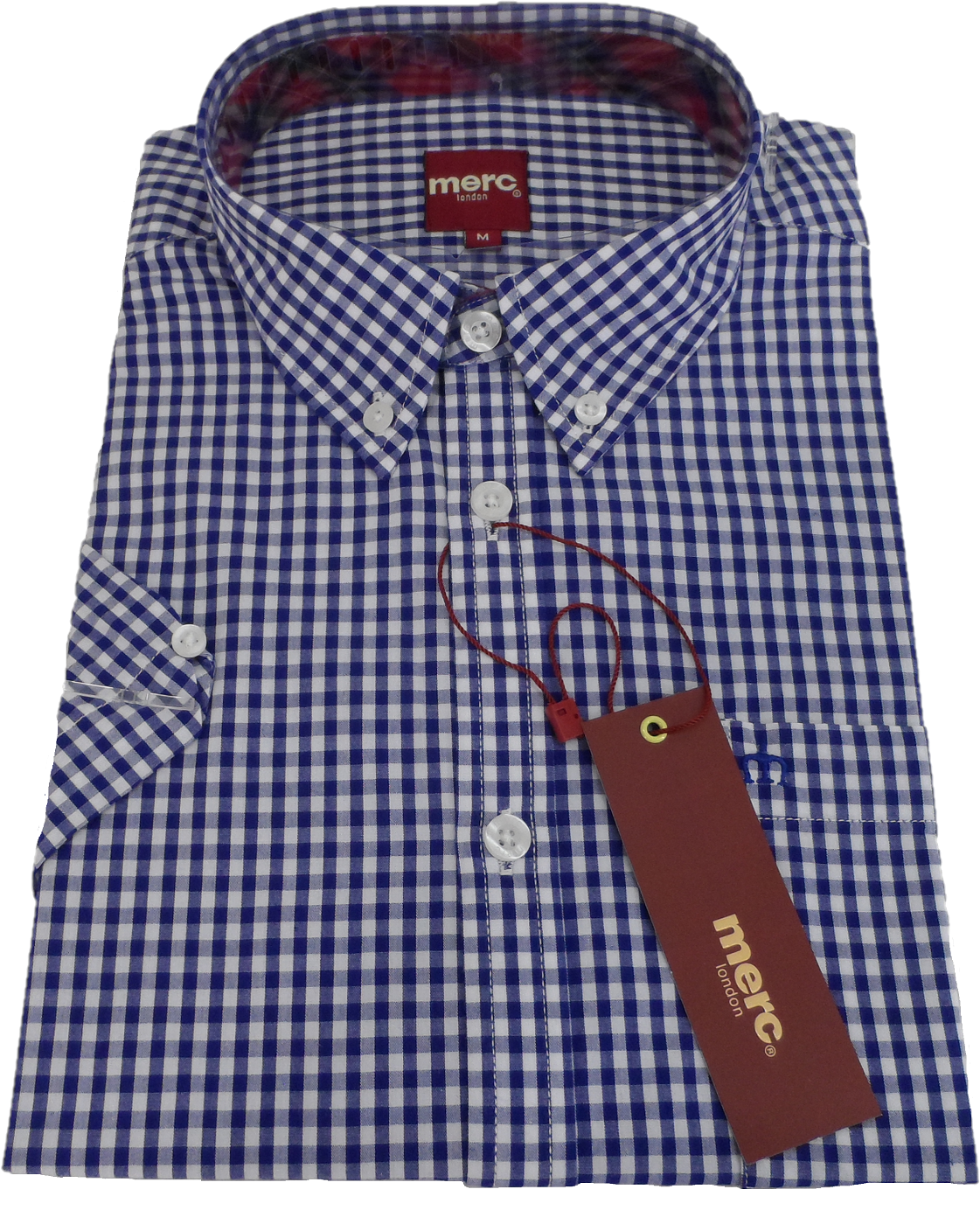 Merc Terry Royale Blue Gingham Cotton Short Sleeved Shirts