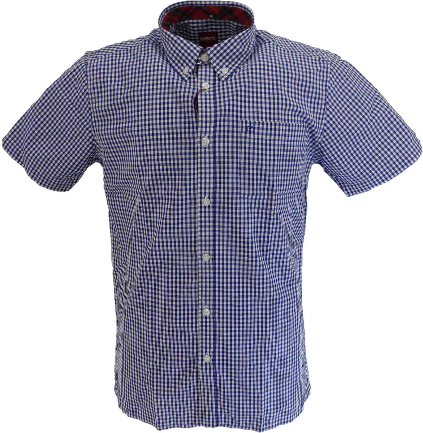 Merc Terry Royale Blue Gingham Cotton Short Sleeved Shirts