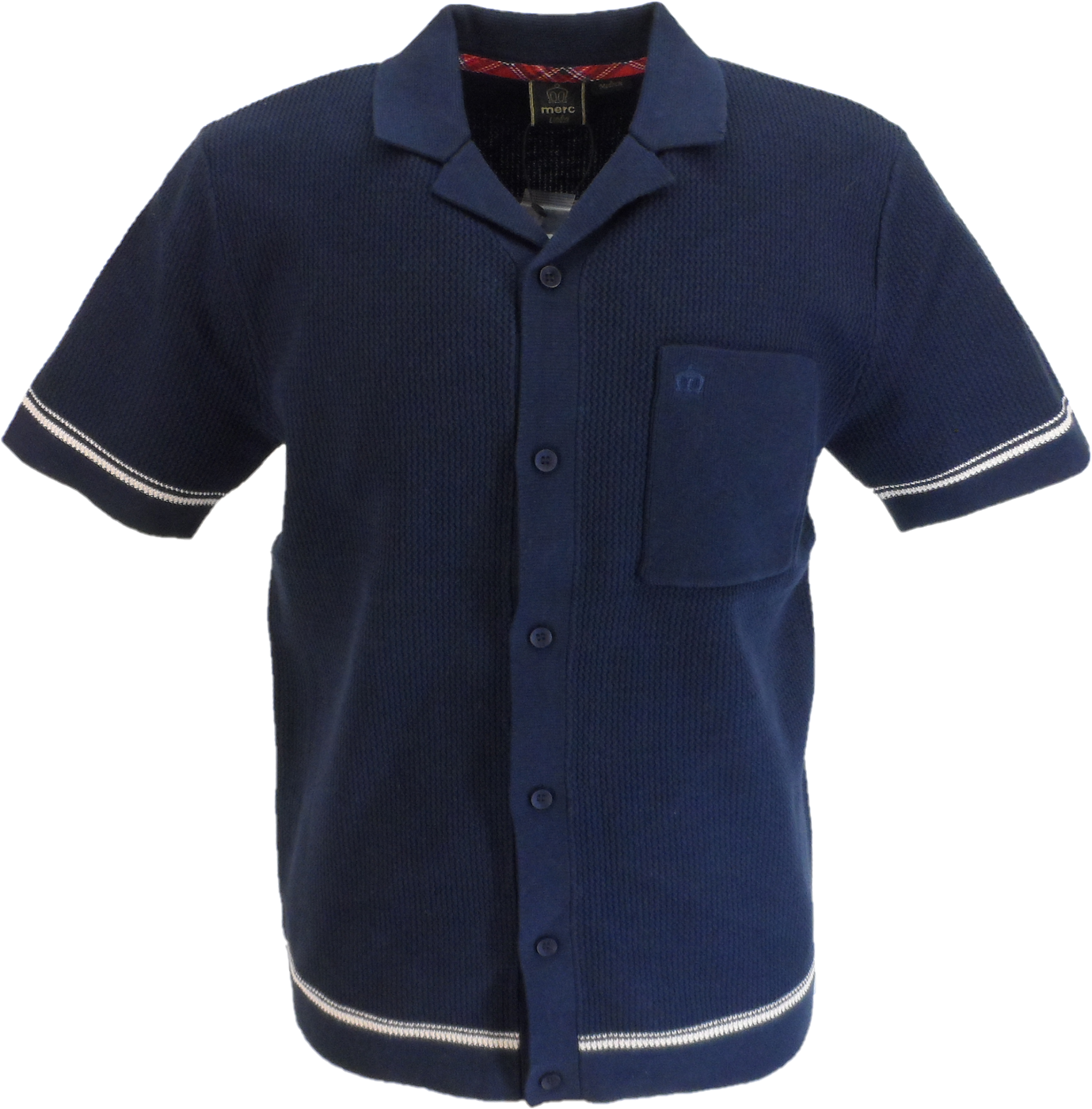 Merc Mens Navy Blue Todd Knitted Vintage Mod Polo Shirts