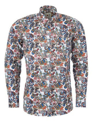 Colorful patterned shirt on a white background