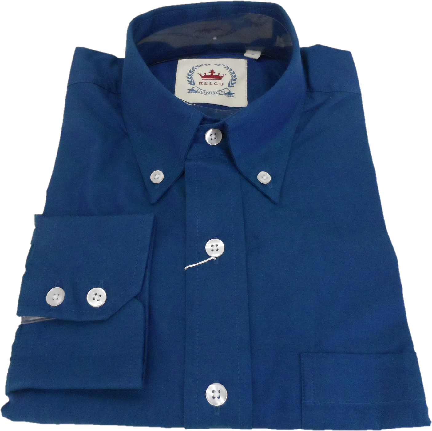 Relco Mens Long Sleeved Blue/Green Tonic Mod Retro Shirt